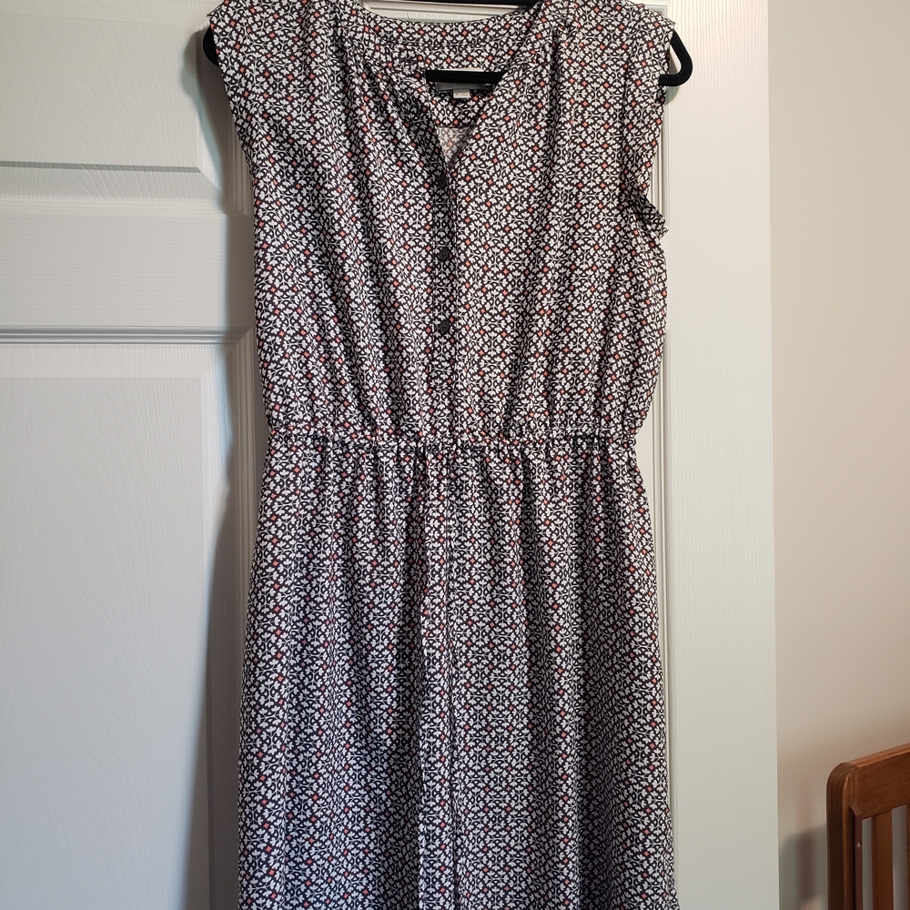 Gray pattern M Loft button front dress
